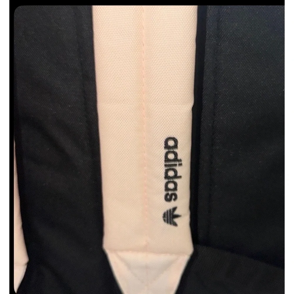 Adidas Backpack Beige Black Trefoil Logo Classic 3 Stripe School Book Bag - Picture 10 of 10